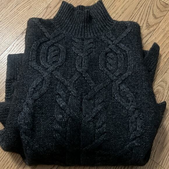 VERONICA BEARD CABLE KNIT CHUNKY HIGH‎ LOW WOOL BLEND SWEATER SIZE L - Picture 7 of 9